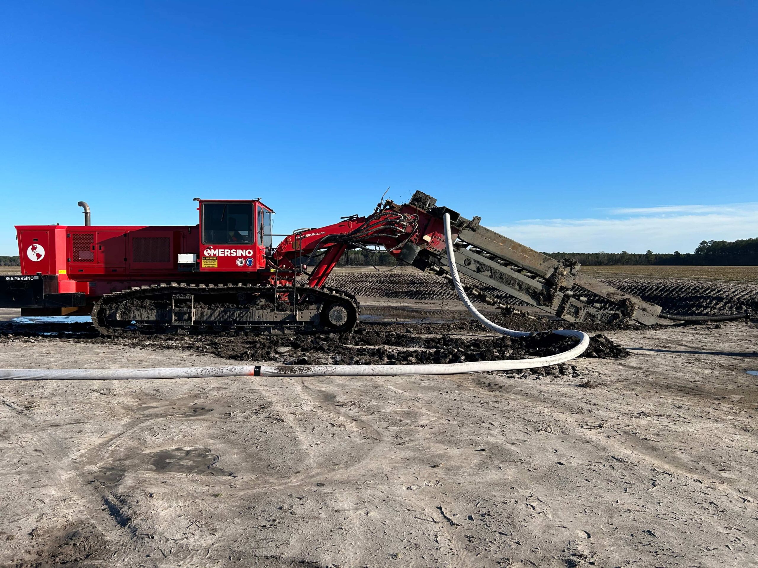 Mersino trencher laying socktile at a wind farm.
